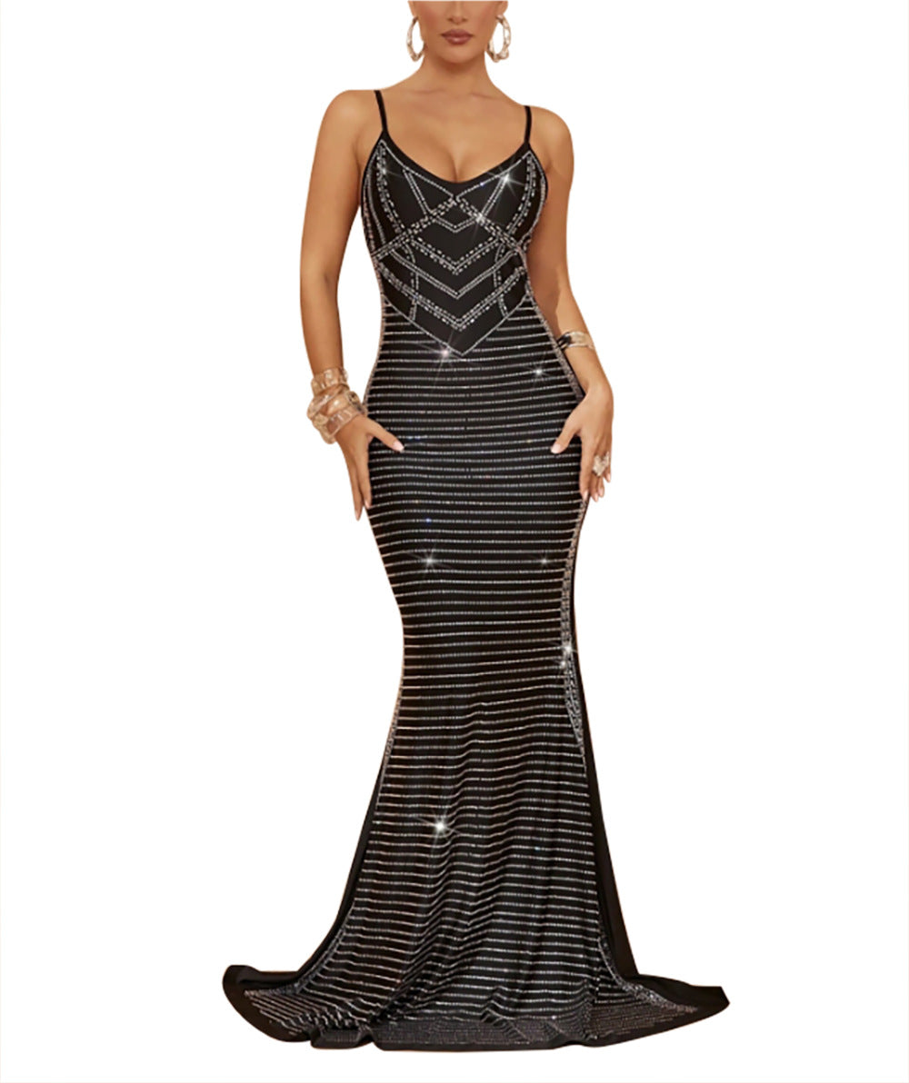 Robe sirène à paillettes pour femmes avec bretelles à l'arrière Chic und Stil