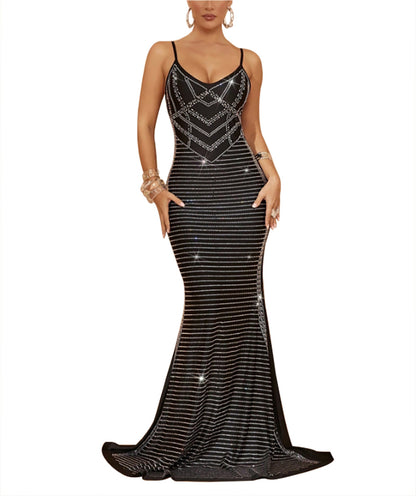 Robe sirène à paillettes pour femmes avec bretelles à l'arrière Chic und Stil