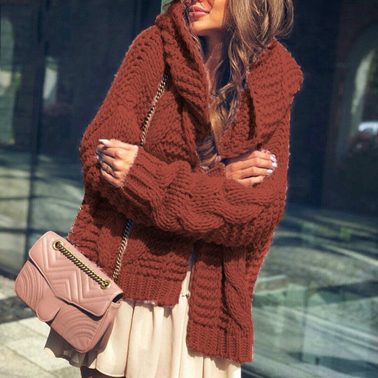Veste en gros tricot pour dames au style oversize décontracté avec col châle et grandes poches Chic und Stil