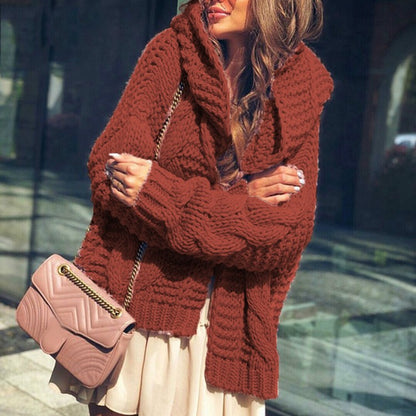 Veste en gros tricot pour dames au style oversize décontracté avec col châle et grandes poches Chic und Stil