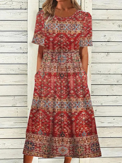 Robe maxi femme avec imprimé floral et poches latérales pratiques Chic und Stil