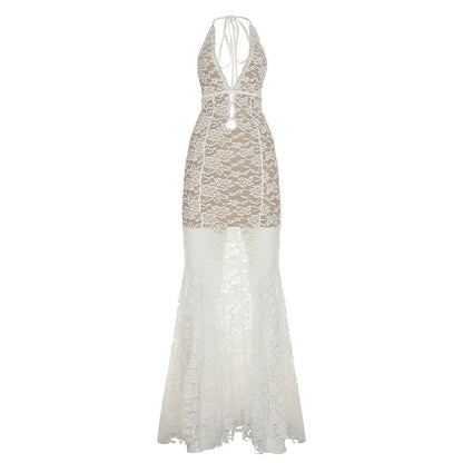 Robe longue élégante pour femmes à manches longues avec drapé asymétrique Chic und Stil