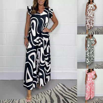 Robe maxi femme avec motif graphique moderne et coupe fluide Chic und Stil