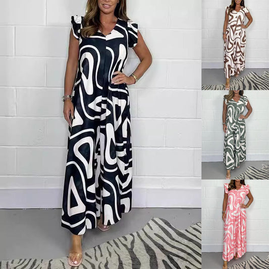 Robe maxi femme avec motif graphique moderne et coupe fluide Chic und Stil
