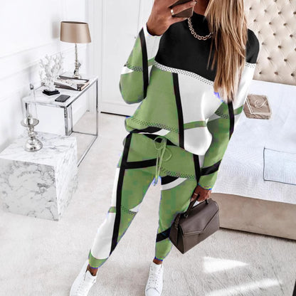 Dames Ensemble de loisirs à la mode avec motif géométrique et coupe stylée Chic und Stil