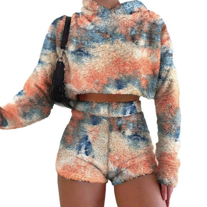Dames ensemble confortable de hoodie et de shorts Chic und Stil