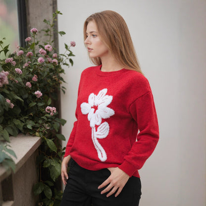 Pull femme avec motif floral en 3D Chic und Stil