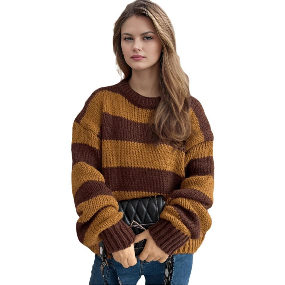 Femme pull en tricot rayé surdimensionné Chic und Stil