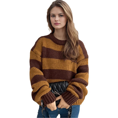 Femme pull en tricot rayé surdimensionné Chic und Stil