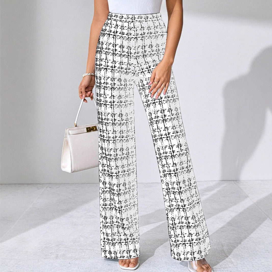 High-waisted Palazzo pants for women with textured plaid pattern Chic und Stil