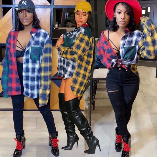 Chemise à carreaux oversize pour femmes avec une coupe tendance et un look décontracté Chic und Stil