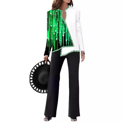 Dames Élégante Veste Déclaration avec coupe asymétrique et détails scintillants Chic und Stil