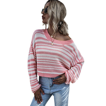 Pull over taille ample décontracté pour femmes avec motif rayé Chic und Stil