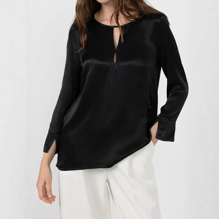 Dames Élégante blouse avec un design d’ouverture innovant et un matériau douillet Chic und Stil
