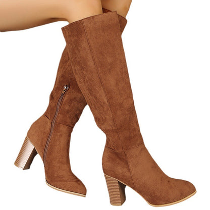 Bottes overknee à la mode pour femmes avec un élégant talon bloc et une semelle antidérapante Chic und Stil