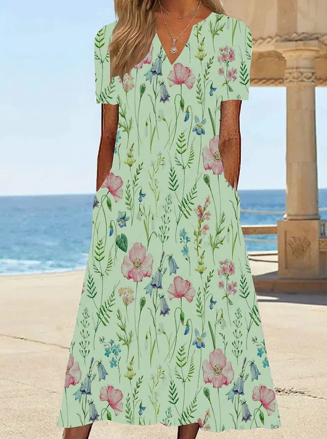 Robe d'été à motif floral pour femmes avec poches Chic und Stil