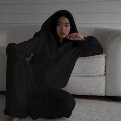 Dames combinaison décontractée avec capuche et fermeture éclair Chic und Stil