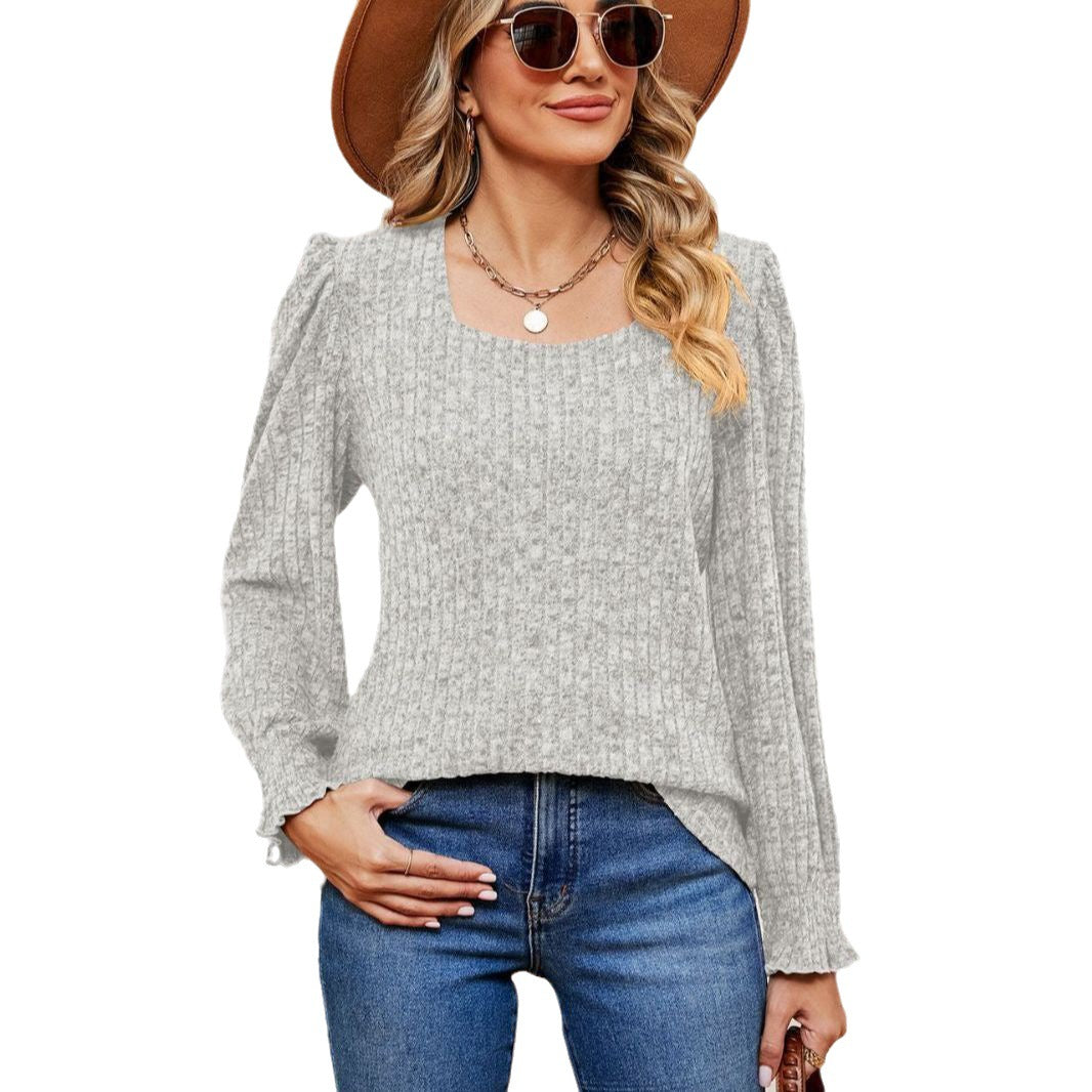Dames pull mode avec manches ballon Chic und Stil