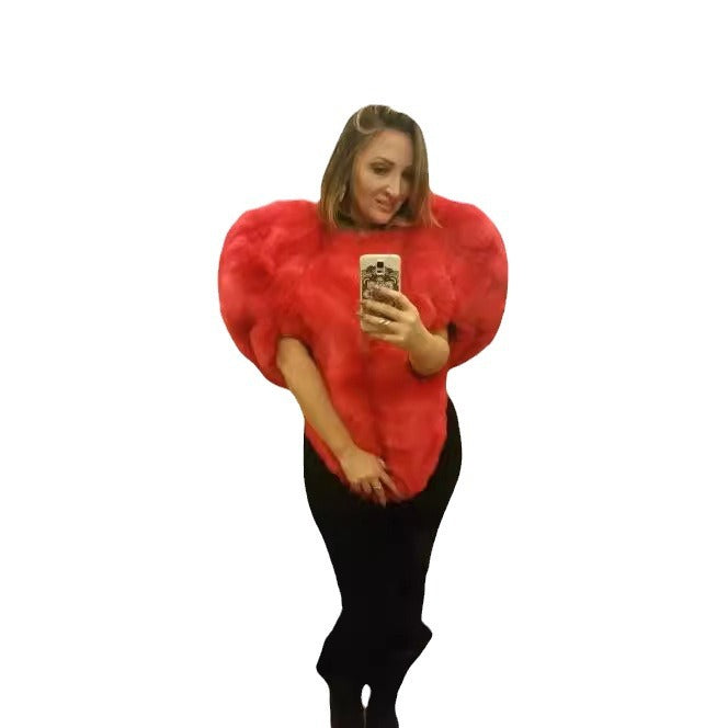 Dames Blouse en fourrure synthétique extravagante Chic und Stil