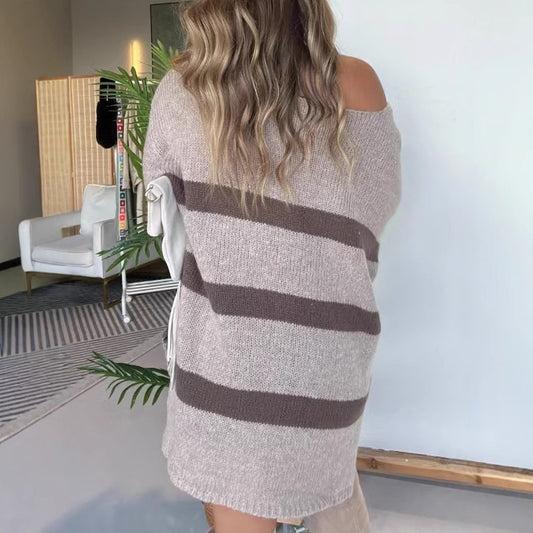 Dames Grand pull en laine à coupe ample et motif rayé tendance Chic und Stil