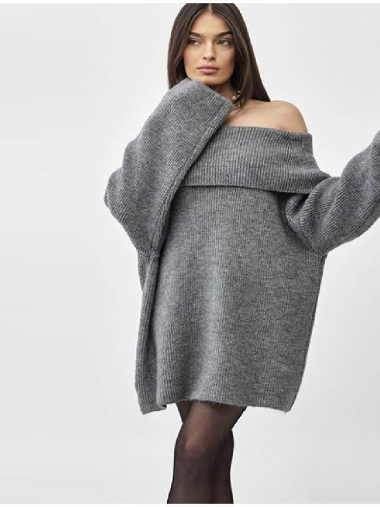 Robe pull off-shoulder pour dames en tricot doux Chic und Stil