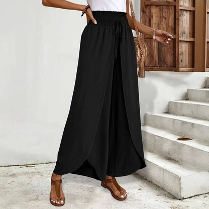 Palazzo pants for women with elastic waist and side slits Chic und Stil