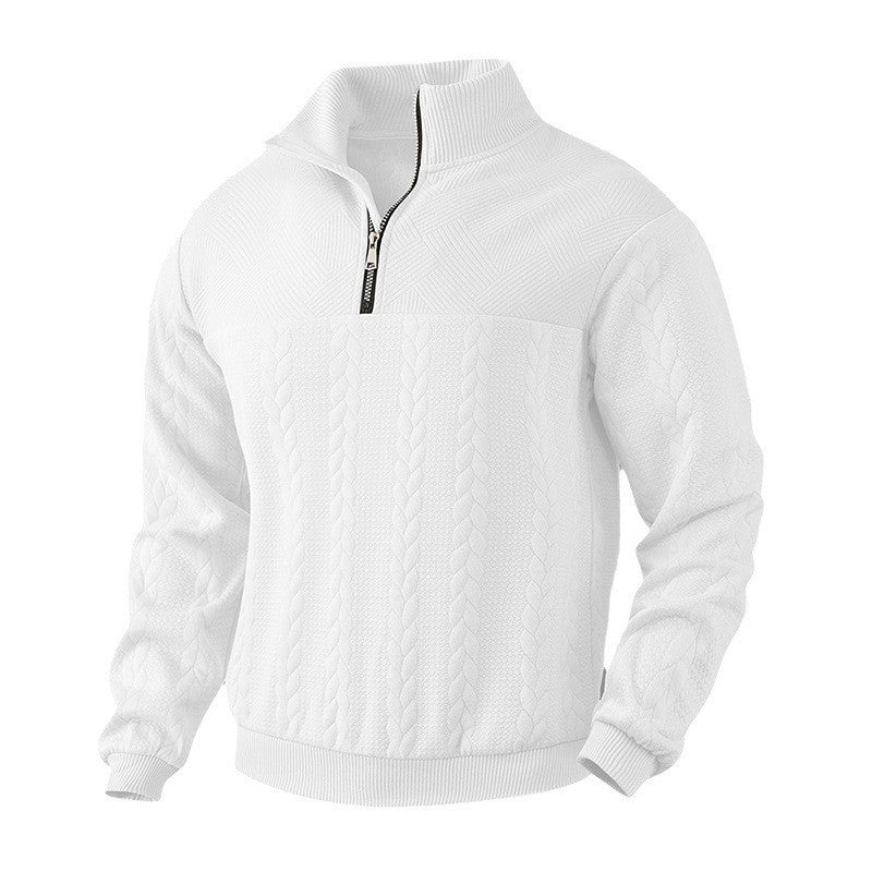 Pull homme en coton texturé avec col montant moderne et fermeture éclair pratique Chic und Stil
