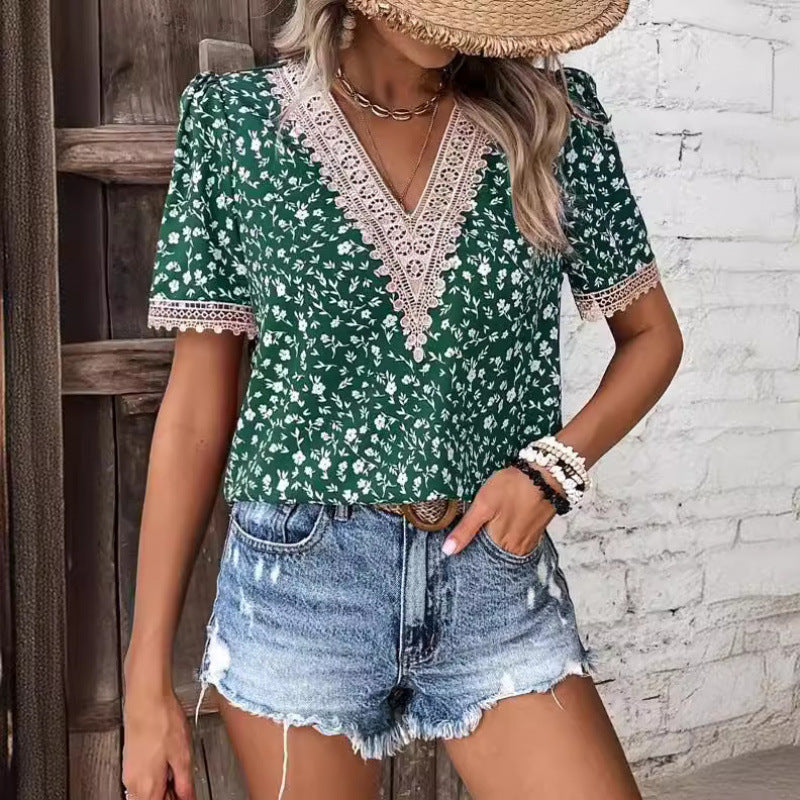 Dames Blouse de loisirs brodée florale Chic und Stil