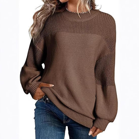 Pull en tricot à la mode pour femmes avec épaules dépassantes et coupe décontractée Chic und Stil