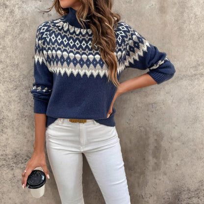 Pull à col montant pour femmes avec motif hivernal Chic und Stil