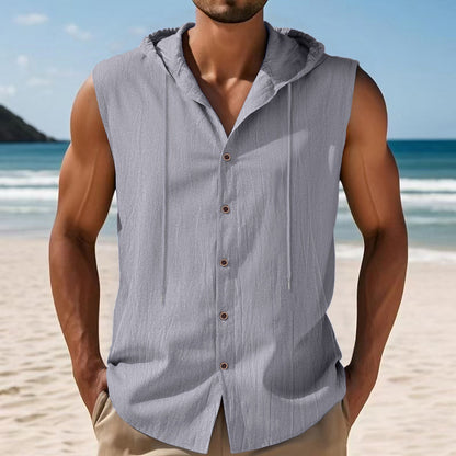 Chemise sans manches pour hommes avec capuche et fermeture à boutons Chic und Stil