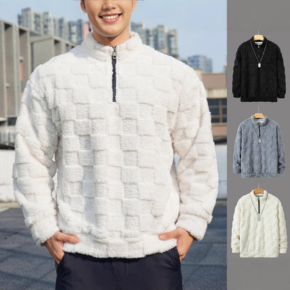 Comfortable fleece pullover for men with a high collar and zipper Chic und Stil
