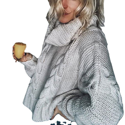 Pull en grosse maille pour dames avec col haut et motif torsadé féminin Chic und Stil
