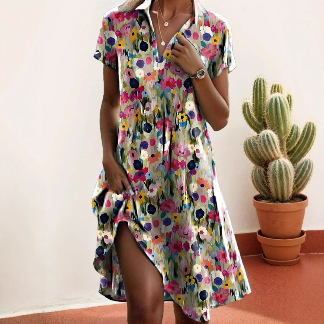 Robe décontractée pour femmes avec un design floral et une coupe asymétrique Chic und Stil