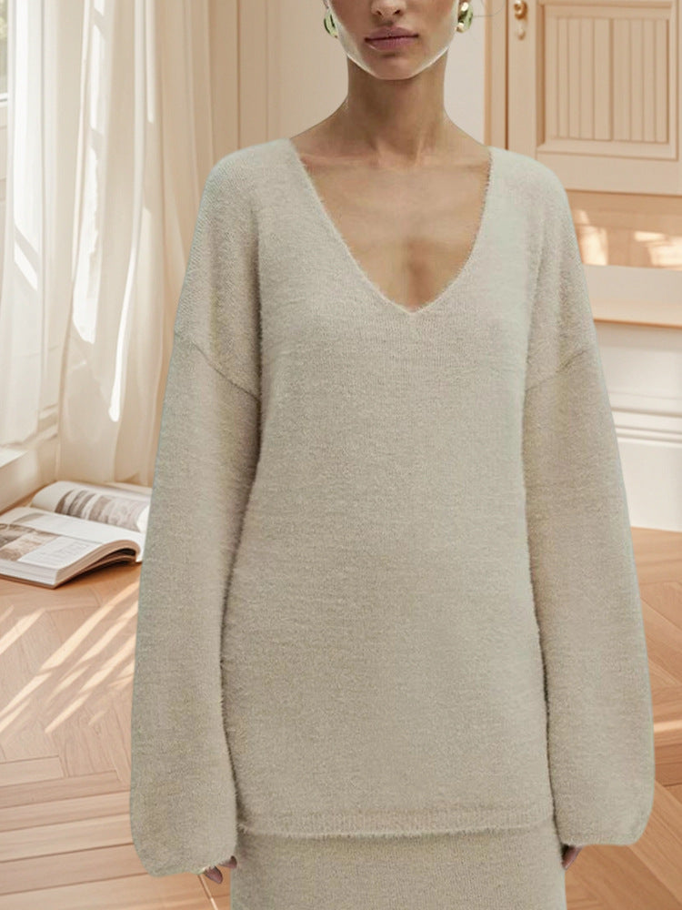 Pull-over en tricot oversized pour femmes avec taille haute et couture latérale Chic und Stil