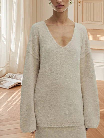 Pull-over en tricot oversized pour femmes avec taille haute et couture latérale Chic und Stil