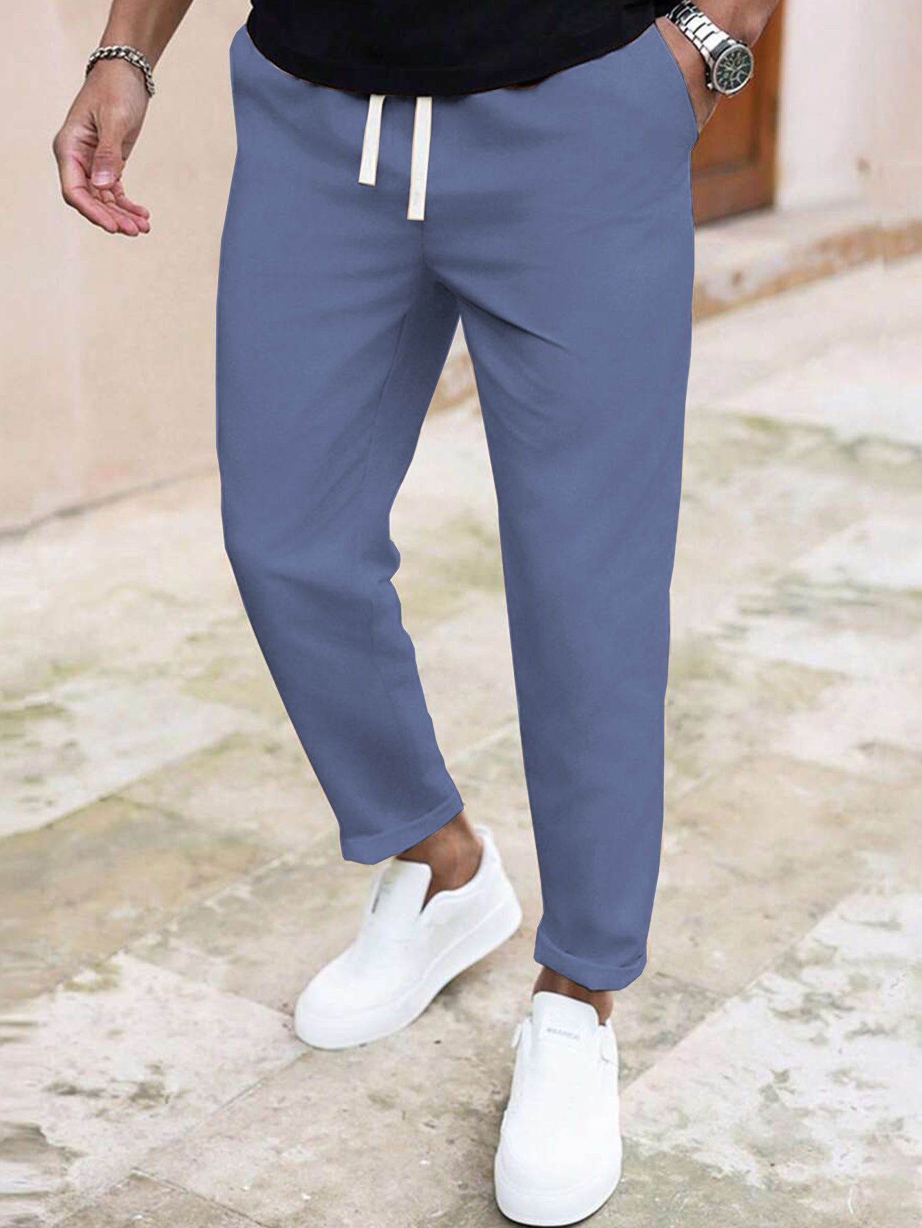 Casual pants for men with elastic waistband and practical pockets Chic and Style