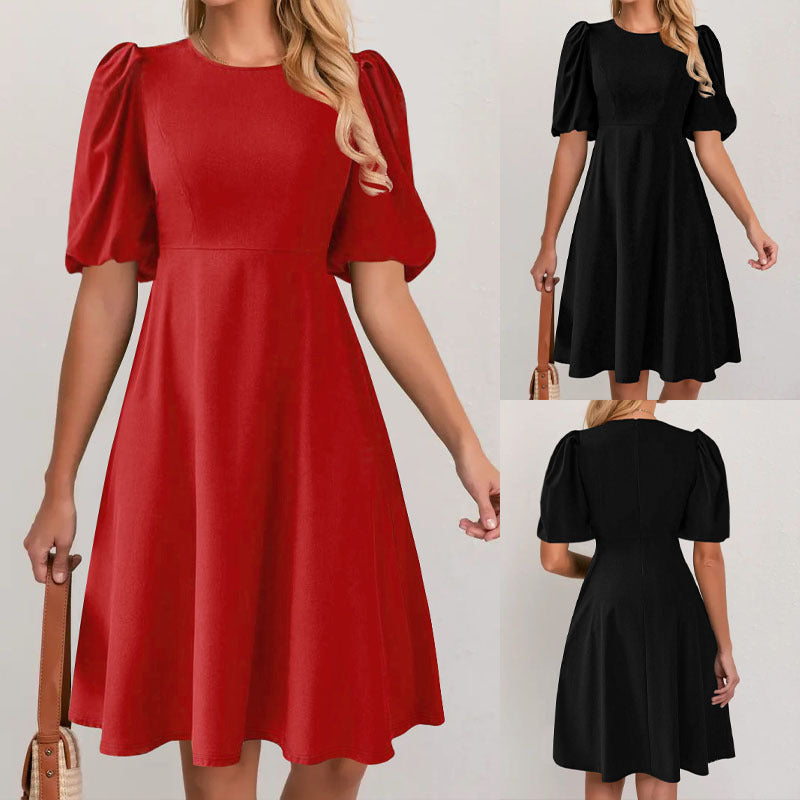 Robe à manches bouffantes pour femmes avec coupe fluide et accentuation de la taille Chic und Stil