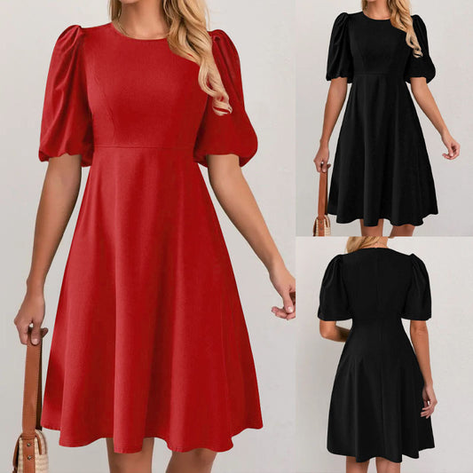 Robe à manches bouffantes pour femmes avec coupe fluide et accentuation de la taille Chic und Stil