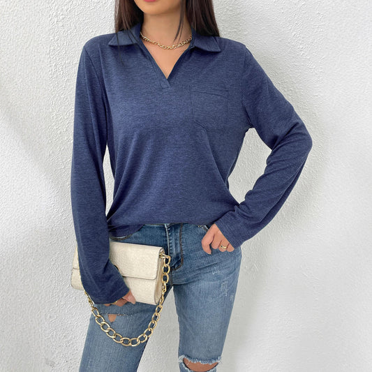 Blouse à manches longues pour femmes avec col moderne et poche poitrine Chic und Stil