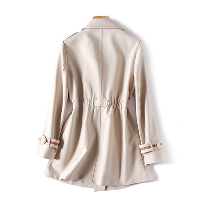 Manteau trench superposé élégant ceinturé pour femmes Chic und Stil