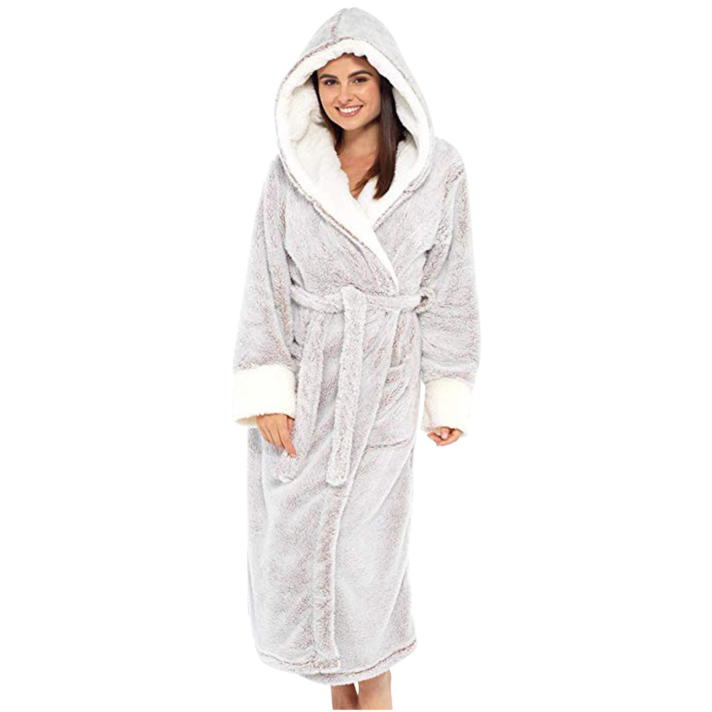 Ladies Cozy Fleece Robe with Hood and Belt Chic and Style