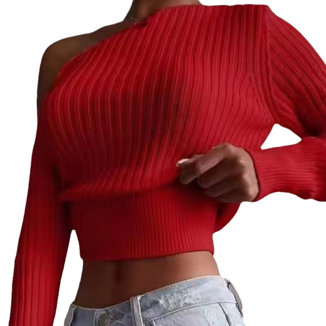 Femme pull surdimensionné avec design asymétrique et zone d'épaule ouverte Chic und Stil