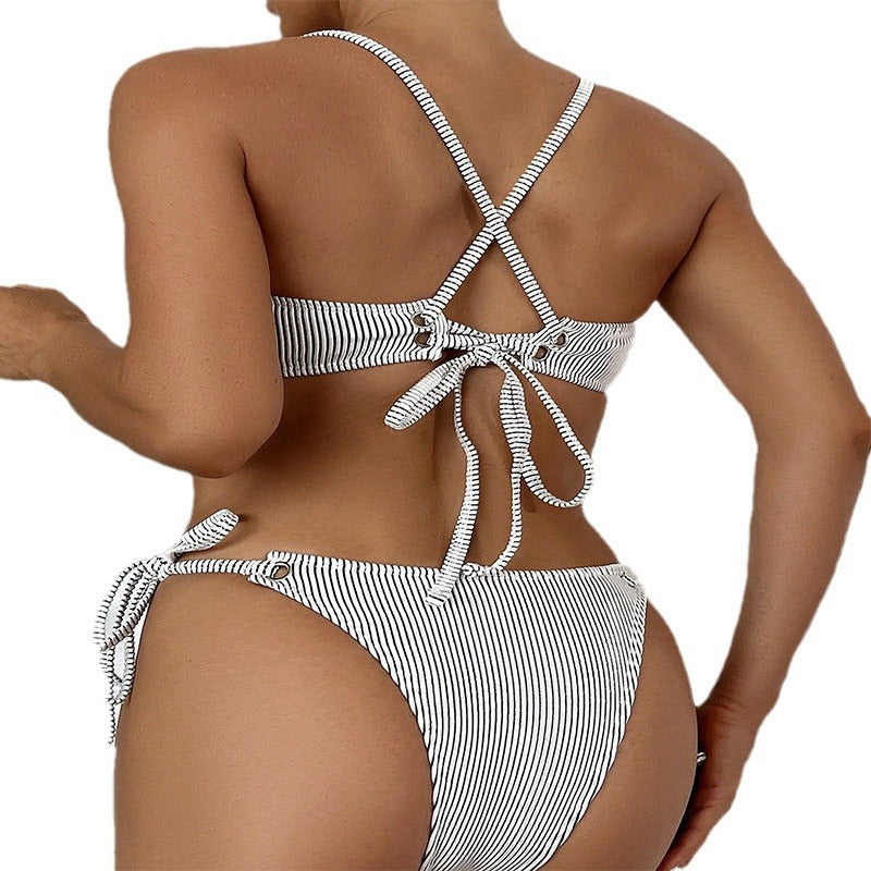 Women Striped High Waist Bikini Set Chic and Style