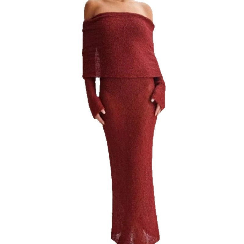 Robe maxi off-shoulder pour dames avec une structure élégante Chic und Stil