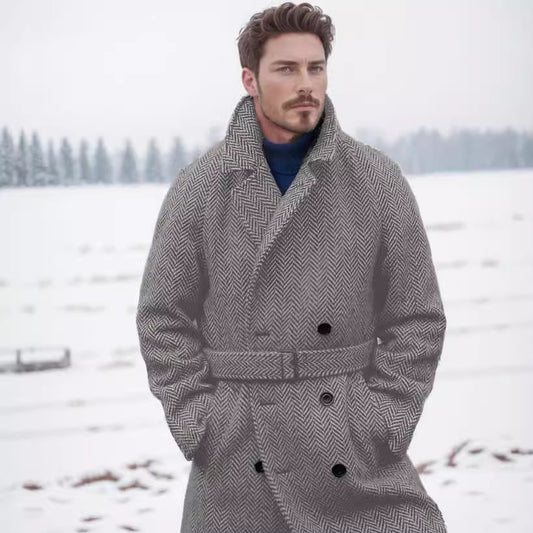 Double-breasted Loden coat for men with belt Chic und Stil
