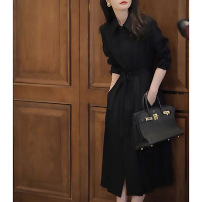 Robe chemise à manches longues ceinturée pour femmes Chic und Stil