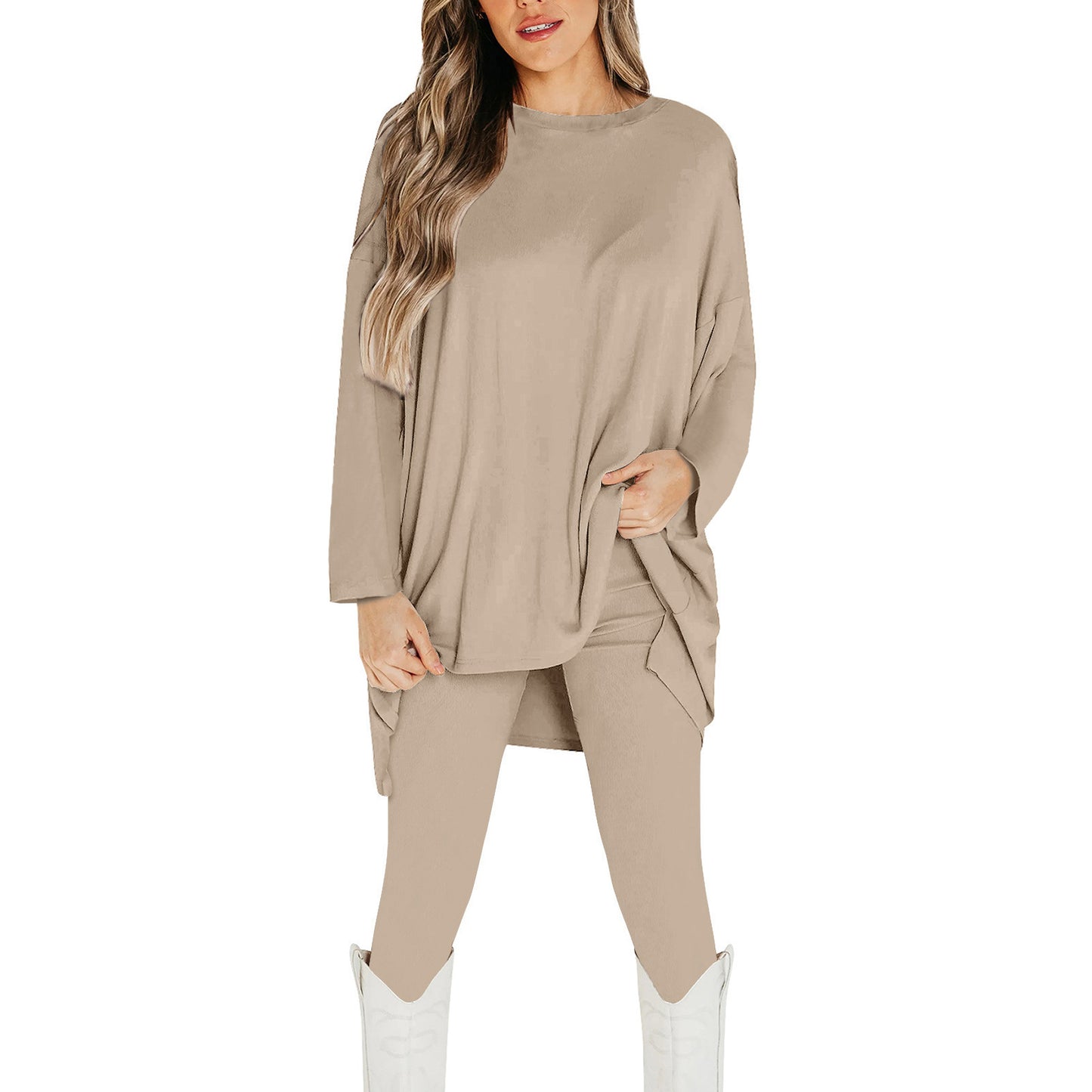 Dames Ensemble décontracté en haut oversized et leggings ajustés Chic und Stil