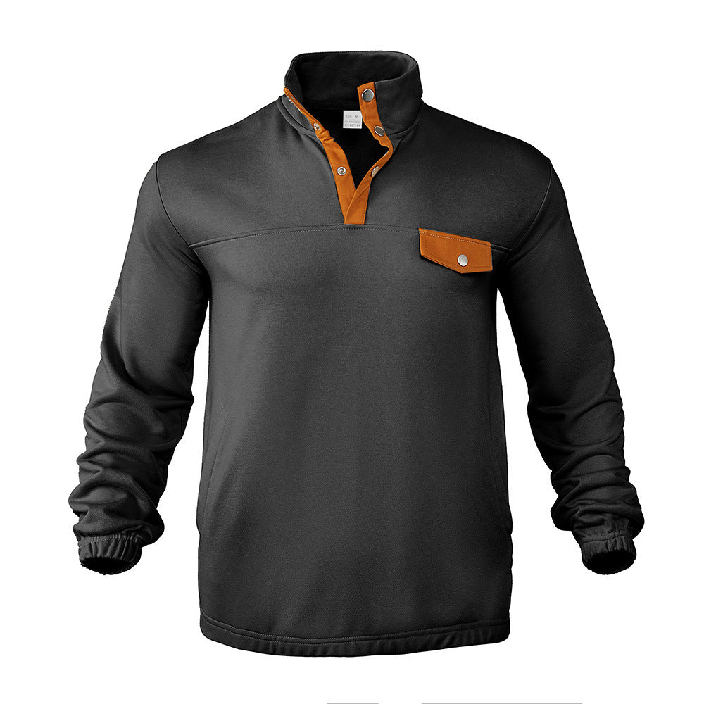 Men's fleece pullover with modern high collar and applied chest pocket Chic und Stil
