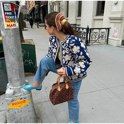 Veste Blouson de Mode Femme avec Motif Floral Chic & Stil